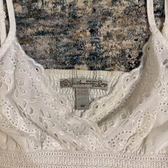 American Rag White Eyelet Babydoll Tank Top XS - Picture 2 of 5